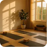 yoga instructor guiding students